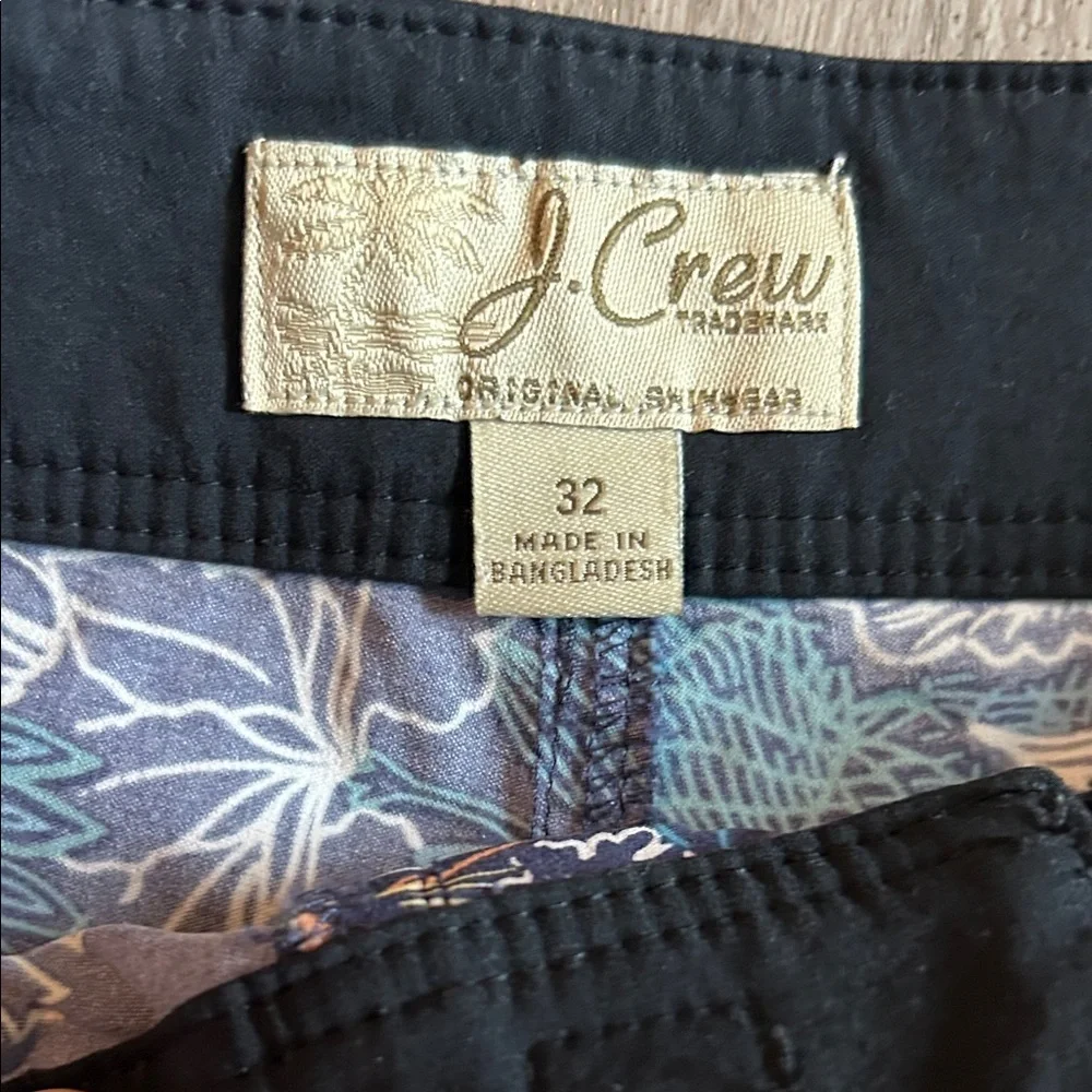 J. Crew Blue and Black Floral Men's Swim Shorts
